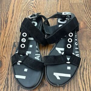 All Saints Black Sandals with Silver Accents